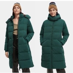 Scotch & Soda Women's Puffer WP Coat Green Longer Coat
